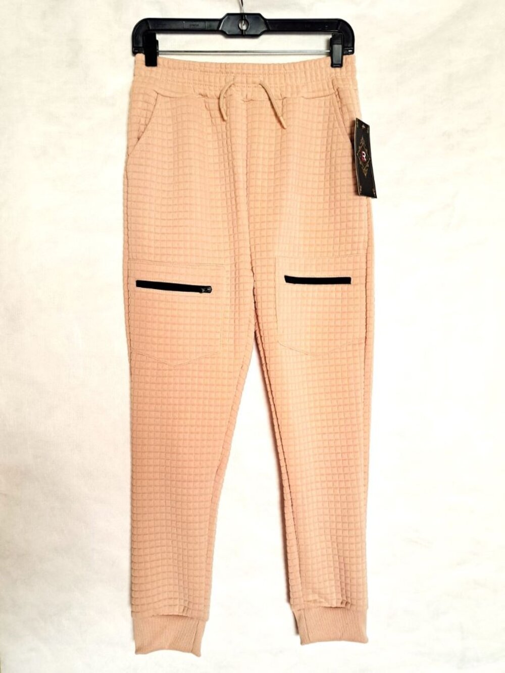 LR Scoop Boys Quilted Waffle Knit Cargo Jogger Pants Light Tan Size L 14/16 NWT